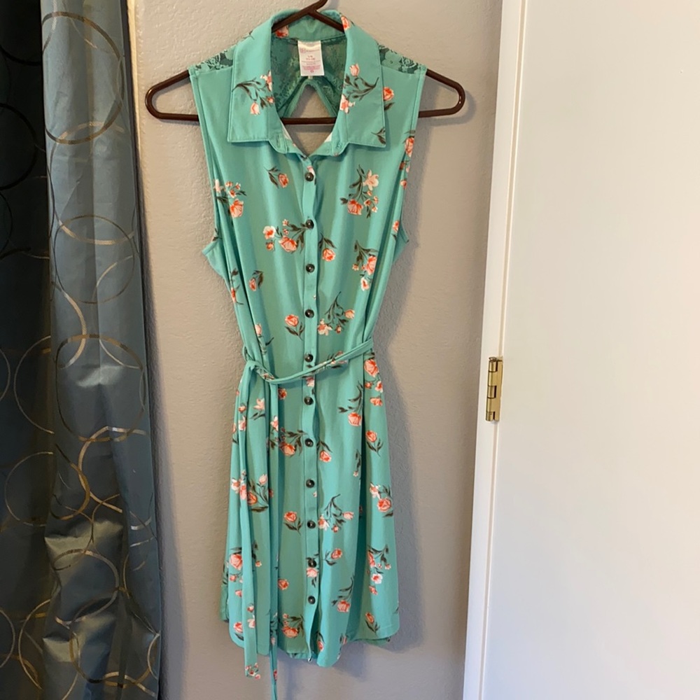 Never-worn Large 11-13 turquoise floral dress